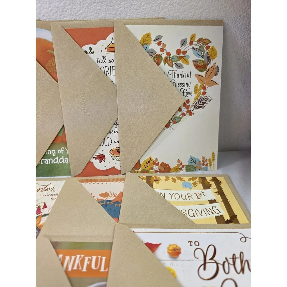 Thanksgiving Day Greeting Cards w/ Envelopes (30 Cards w/ Greetings Inside)